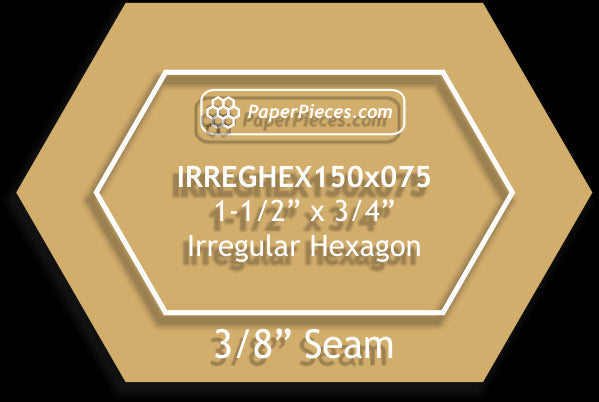 1-1/2" x 3/4" Irregular Hexagon