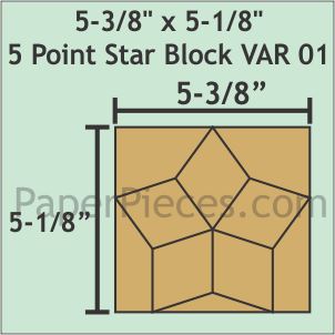 5-3/8" x 5-1/8 5 Point Star Blocks Variation 01