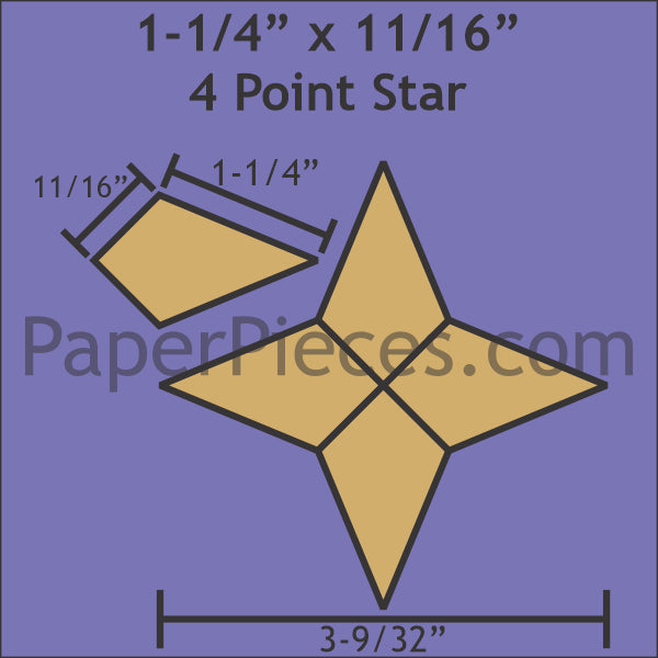 1-1/4" x 11/16" 4 Point Star
