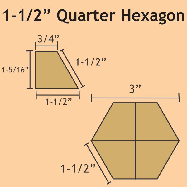1-1/2" Quarter Hexagon