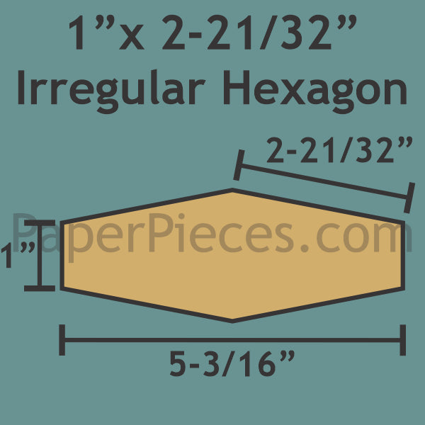 1" x 2-21/32" Irregular Hexagon