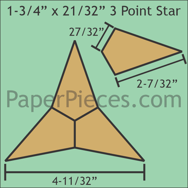 2-7/32" x 27/32" 3 Point Star