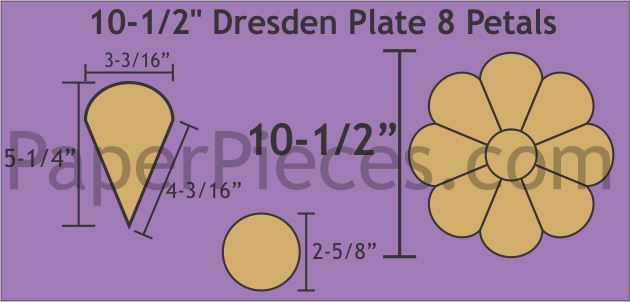 10-1/2" 8 Petal Dresden Plates