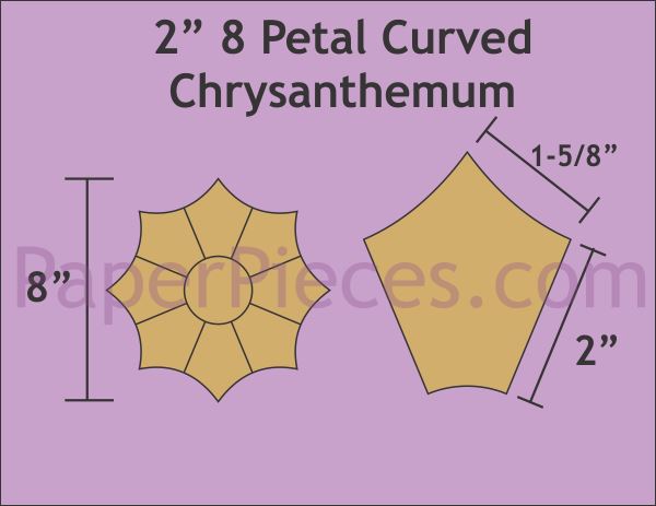 2" 8 Petal Curved Chrysanthemums